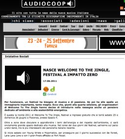 Presentazione del festival Welcome to the Jingle 2.0 - Audiocoop - http://www.audiocoop.it/news/?id_news=21835