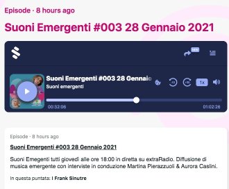 puntata #003 di Suoni Emergenti di ExtraRadio. Fra alcune tracce di "200.000.000 Steps" abbiamo chiacchierato un po' con Martina Pierazzuoli e Aurora