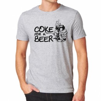 T Shirt COKE FOR A BEER gray