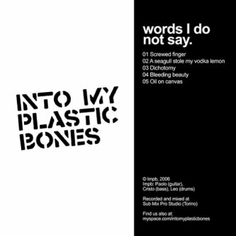 Copertina dell'album Words I Do Not Say, di Into My Plastic Bones