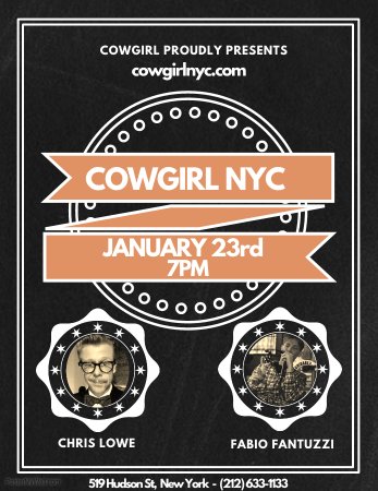 Locandina live with Crhis Lowe at Cowgirl (Downtown Manhattan)