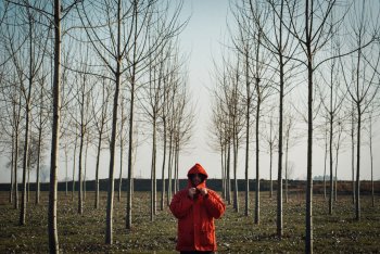 Marco Fracasia nel bosco d'inverno - foto di Ludovica De Santis