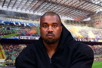 Kanye con la curva dell'Inter alle sue spalle
