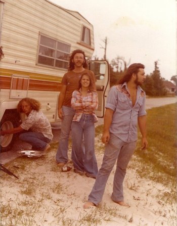 our lyricist Mike and his Phyllis, somewhere on the road, back in the 70s