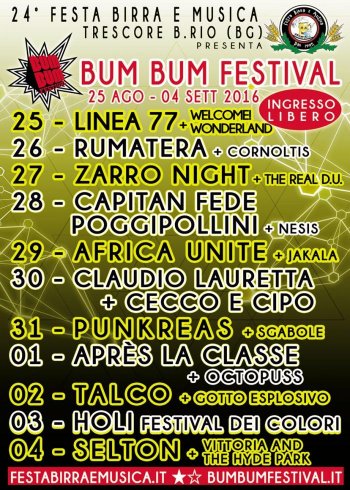 Bum Bum Festival 2016 - Il programma