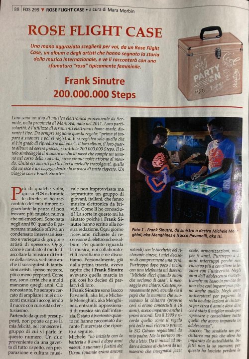 Frank Sinutre "200.000.000 Steps" intervista su Fedeltà del Suono pag 1